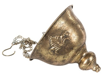 DONICA WISZĄCA RETRO złota metalowa kwietnik śr. 23cm