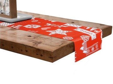 Obrus Bieżnik Świąteczny 40x140 Plamoodporny Dekoracyjny Czerwony Ze Wzorem