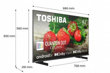 Телевизор TOSHIBA QLED 43 дюйма 43QA5D63DG 4K Android Bluetooth