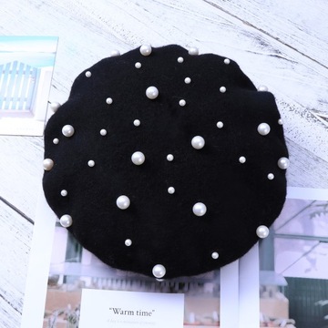 ЗИМНЯЯ КАШЕМИРОВАЯ БЕРЕТТА С ЖЕМЧУГОМ, СТИЛЬНАЯ И УДОБНАЯ