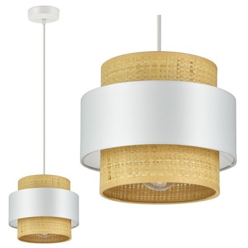 Lampa Sufitowa Żyrandol Biała Rattan EZ1 Kleo LED