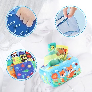 SORTER PUDEŁKO Z CHUSTECZKAMI ZWIERZĄTKA PLUSZOWE MONTESSORI SENSORYCZNE