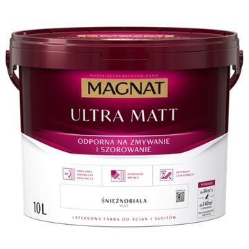 Farba Magnat Ultra Matt Śnieżnobiała 10L + GRATIS