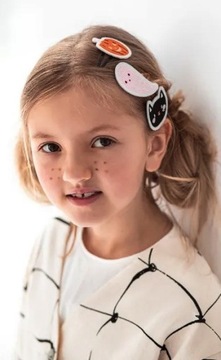 Заколки для волос с изображением тыквы и котенка-призрака на Хэллоуин