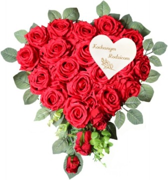 KOCHANYM RODZICOM - SERCE z dedykacją RÓŻE 50x50
