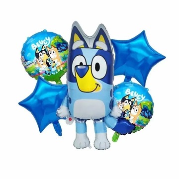 Zestaw Foliowych balonów z Bluey na urodziny 5szt