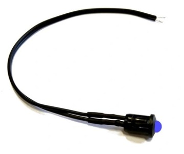 Dioda (kontrolka) LED 5mm 12V niebieska z przewodem + oprawka