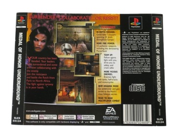 PS1 MEDAL OF HONOR UNDERGROUND OKŁADKA TYLNA PLAYSTATION 1 PSX