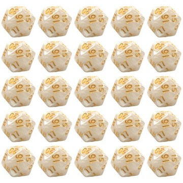 ZESTAW 25 KOSTEK K20 RPG SMOCZE ZŁOTO KOŚĆ DWUDZIESTOŚCIENNA