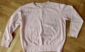 H&M- ciekawa, różowa bluza z aplikacją - M/L