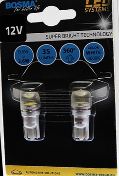 12V LED T10 1XSMD 7080 BIAŁA 2PCS ŻARÓWKA MOTO.