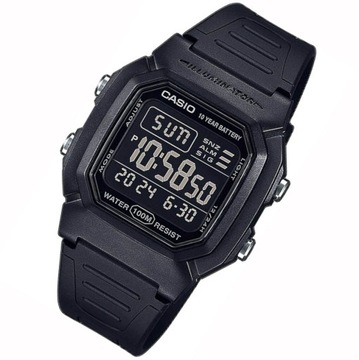 Casio zegarek męski W-800H -1BVES czarny wodoszczelny podświetlany sportowy