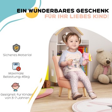 Fotelik dla dzieci w aksamitnym wykończeniu, dla dzieci 3-7 lat, do 45 kg