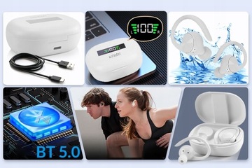 SPORTOWE WODOODPORNE BEZPRZEWODOWE SŁUCHAWKI ETUI ŁADUJĄCE DO BIEGANIA