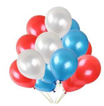 BALONY LATEKSOWE CZERWONO NIEBIESKO BIAŁE METALICZNE kolorowe 30szt
