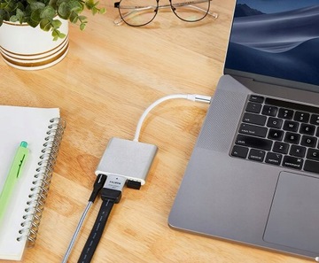 Адаптер TYPE C концентратор 3 в 1 USB-C HDMI 4K