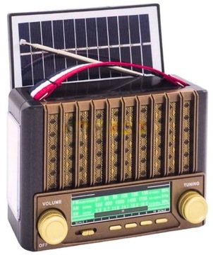 Radio FM z latarką solarne USB micro SD Bluetooth