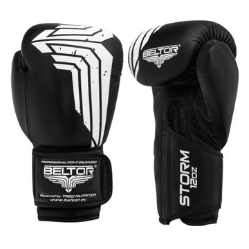 BELTOR RĘKAWICE BOKSERSKIE TRENINGOWE STORM 10 OZ NA RZEP SKÓRA