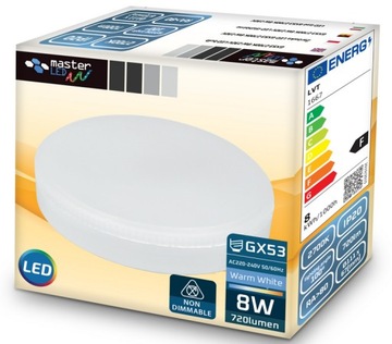 ŻARÓWKA LED Gx53 8W CIEPŁA 2700K 720lm