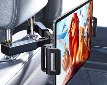 TELESKOPOWY UCHWYT SAMOCHODOWY NA TABLET TELEFON ZAGŁÓWEK SIEDZENIE 360°
