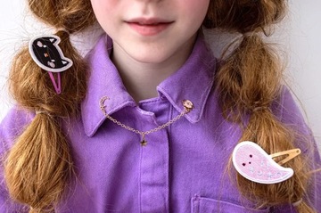 Заколки для волос с изображением тыквы и котенка-призрака на Хэллоуин