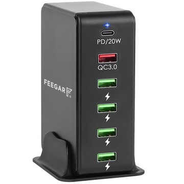 Feegar Ładowarka sieciowa 86W 6 x USB Typ-C PD