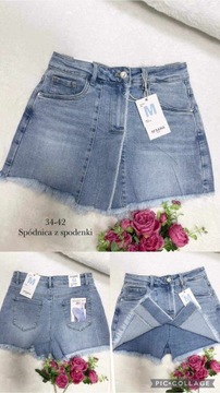 Spódnico spodenki M Sara elastyczne jeansowe jasny jeans S