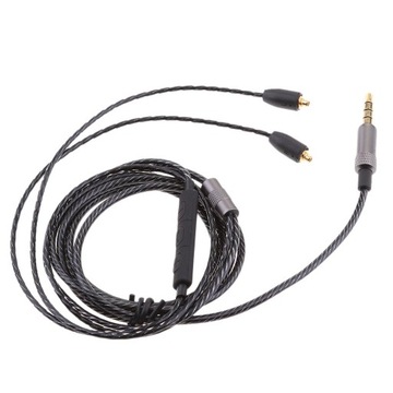 Kabel audio MMCX z regulacją głośności mikrofonu dla Se215/se425/se535, czarny