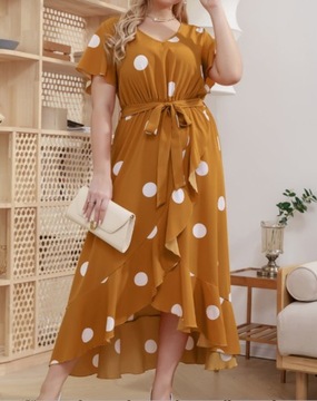 Polka Dot Simple Oversized 4XL Dress Fashion Elast