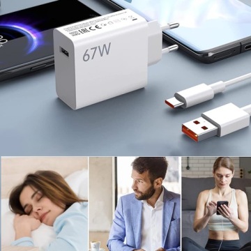 БЫСТРОЕ ЗАРЯДНОЕ УСТРОЙСТВО ДЛЯ XIAOMI MI TURBO 67W С КАБЕЛЕМ USB-C 1M