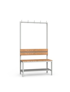 ŁAWKA SZATNIOWA 90 CM Z PÓŁKĄ NA OBUWIE NO. 1 I WIESZAKAMI,