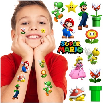 TATUAŻE DLA DZIECI SUPER MARIO TYMCZASOWE ZMYWALNE
