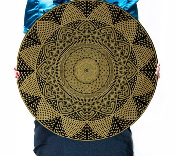 Obraz Drewniany Mandala Symbol Szczęścia Glamour