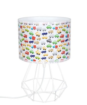 Lampka nocna do pokoju chłopca abażur autka LED