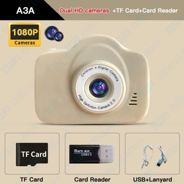 Mini aparat cyfrowy dla dzieci zabawki 1080P HD podwójny aparat kamera wide