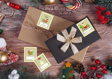 Наклейки ПОДАРКИ ВИНТАЖНАЯ МАРКА 02 набор из 12 шт.