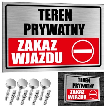NIERDZEWNA Tabliczka TEREN PRYWATNY ZAKAZ WJAZDU 30x20 Aluminium