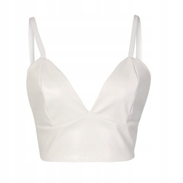 УКОРОЧЕННЫЙ ТОП ИЗ ЭЛАСТИЧНОЙ КОЖИ С СЕКСУАЛЬНЫМ ВЫРЕЗОМ И БЕЗ СПИНКИ