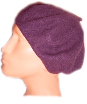 BERET DAMSKI CZAPKA BORDO WEŁNA 90% roz.55-56-58