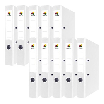 Segregator biurowy A4 75mm z dźwignią okuciem 10 szt Białe