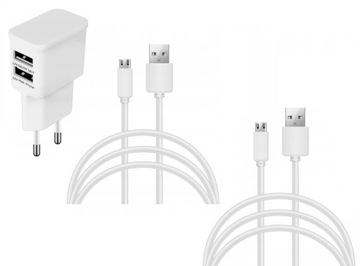 ŁADOWARKA SAMSUNG HUAWEI 2USB+ 2xKABEL MICRO 2M HQ