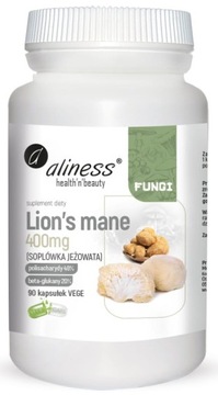 Aliness LION'S MANE SOPLÓWKA JEŻOWATA EKSTRAKT 40/20 400mg x90 BETA-GLUKANY