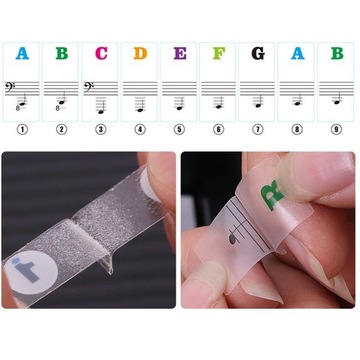 NAKLEJKI NA KLAWISZE KEYBOARD PIANINO - KOLOROWE