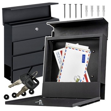 SKRZYNKA POCZTOWA NA LISTY GAZETY ULOTKI STALOWA 2X KLUCZ OKIENKO ANTRACYT