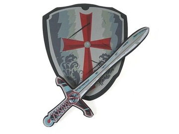 ZESTAW RYCERSKI, PIANKOWY, TARCZA I MIECZ 65X33C..