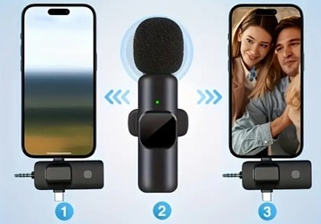 2x БЕСПРОВОДНОЙ МИКРОФОН BT, РАЗЪЕМ USB-ПРИЕМНИКА ДЛЯ IPHONE ANDROID