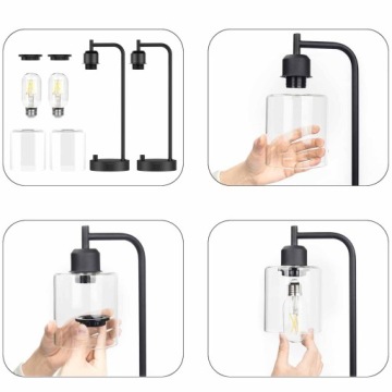 СВЕТОДИОДНАЯ НАСТОЛЬНАЯ ЛАМПА СО СТЕКЛЯННЫМ АБАЖУРОМ 2 ПОРТА ДЛЯ ЗАРЯДКИ USB