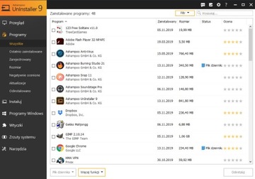 Program do odinstalowujący Uninstaller 9 Ashampoo