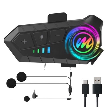 SŁUCHAWKI DO KASKU MOTOCYKLOWEGO BLUETOOTH 5.3 DWUSTRONNE STEREO HIFI IPX6