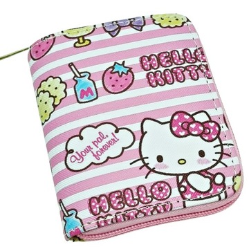 Portfel młodzieżowy dziecięcy w paseczki Hello Kitty różowy